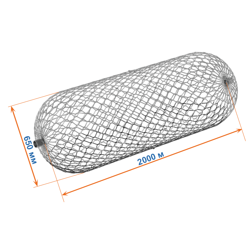 Габион цилиндрический 2х0,65х0,66 оцинкованный / ЦП, Ø проволоки 2,7/3,7мм, размер ячейки 8х10 см фото